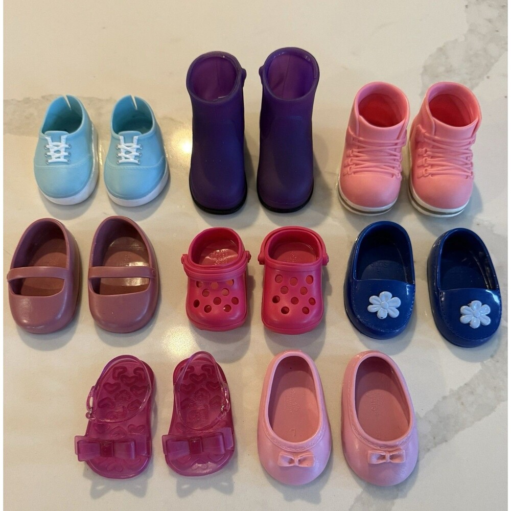 18" Doll Shoe Lot of 8 pairs Fits American Girl, Our Generation, Crocs, Jelly
